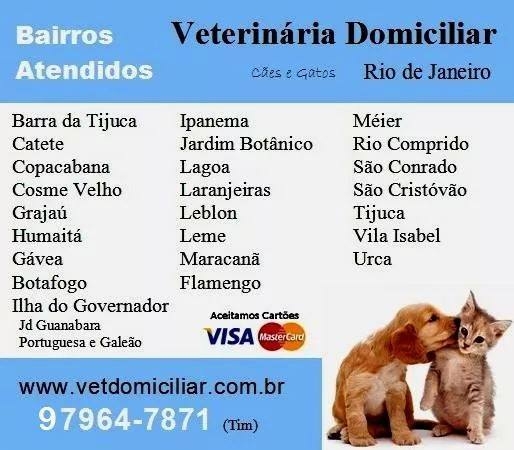 bairros atendidos - Dra. Michelle Gandra, Veterinária domiciliar no Rio de Janeiro - tel 97964-7871 (whatsap)