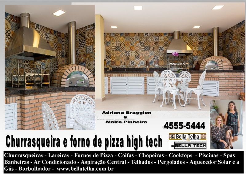 churrasqueira em alvenaria, forno de pizza, churrasqueira com coifa em inox e forno com tubulao em inox Bella Telha 11-4555-5444 www.bellatelha.com.br, projeto de Adriana Braggion e Maira Pinheiro. Fale conosco e surpreenda-se com nosso show room.. cobrimos oramentos.. 