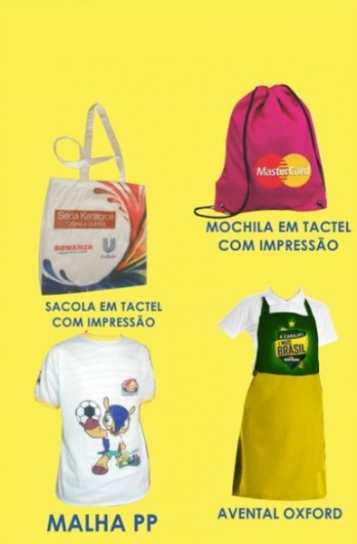 Camisas Promocionais 100% Poliéster, Mochilas em Tactel, Sacolas Ecobags
