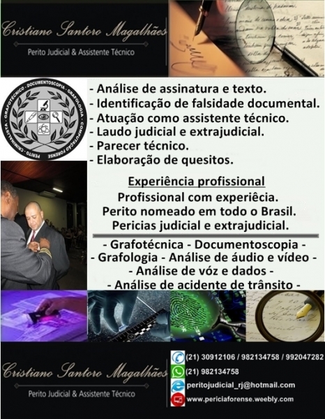 Perícia forense em ciência criminológica - Cristiano Santoro Magalhães - Perito Forense Grafotecnia