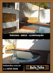 Piscina, deck, pergolado, aquecimento de piscina, gazebos, iluminação de piscina, trocador de calor, aquecimento solar