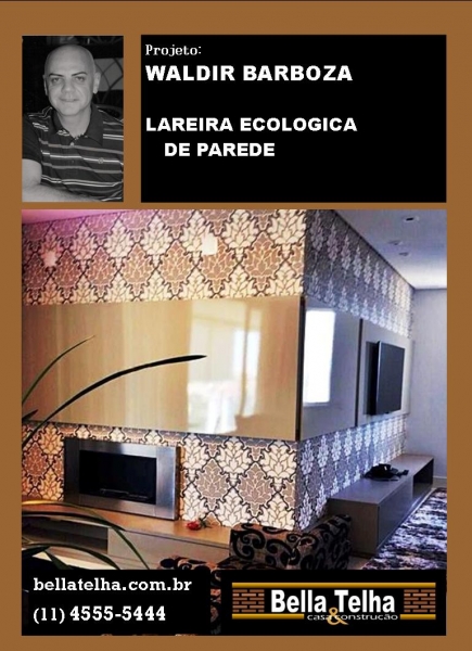 toda sala merece uma lareira, seja ela lareira ecologica ou lareira a gás, ambas são praticas e funcionais e o melhor, não fazem fumaça. Na BELLA TELHA vc encontra as melhores opções de lareira. Esta lareira de parede ficou linda neste projeto do arquiteto Waldir Barboza