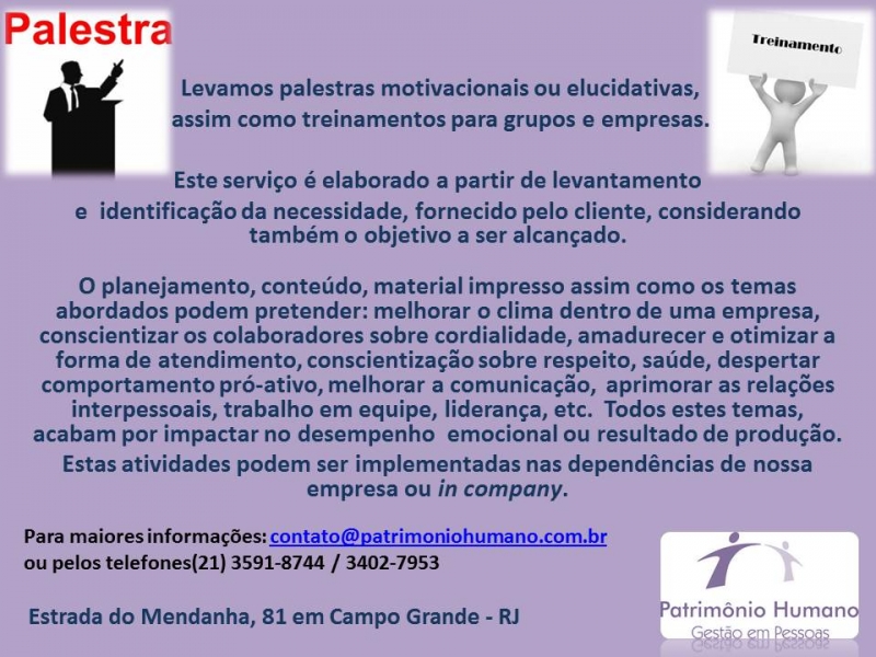 Palestras e Treinamento