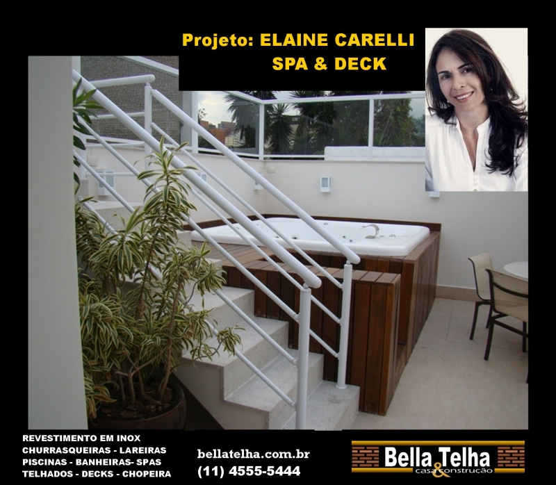 Spa, spa com deck, spa com hidromassagem, spas em sp, spa no abc, loja de spa em sp, loja de banheira em sp, loja de spa no abc, deck, churrasqueira. Projeto Elaine carelli