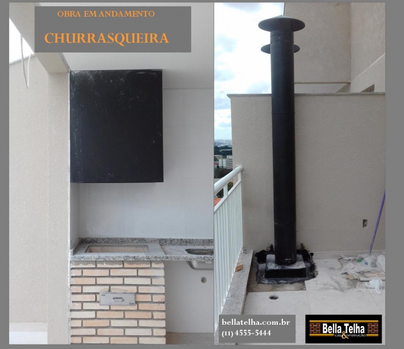 churrasqueira com coifa e tubulação em apartamento. Visite nosso site www.bellatelha.com.br ou ligue (11)4555-5444 e 94031-0387