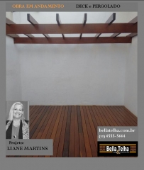 Deck em madeira, pergolado em  madeira bella telha www.bellatelha.com.br. projeto da arquiteta liane martins