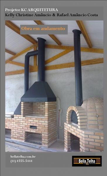 churrasqueira, forno a lenha, fogão a lenha, projeto da KC arquitetura