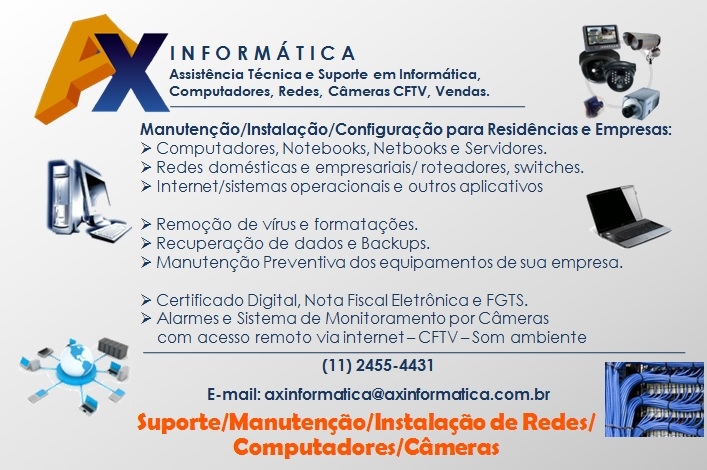 Instalação, Configuração e Manutenção em computadores, redes e câmeras CFTV