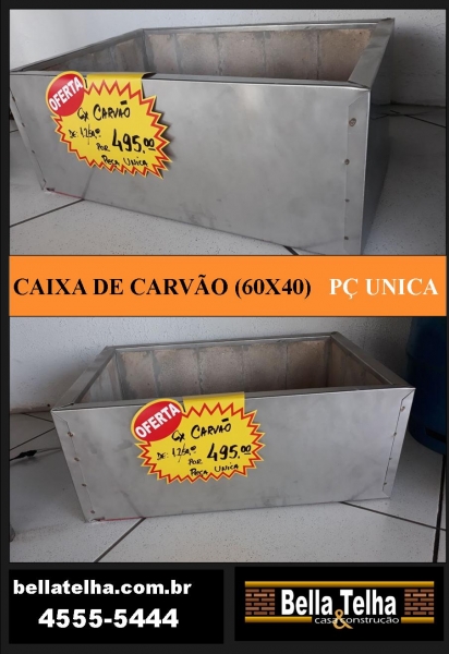 caixa de carvão de embutir por R$.498,00 em uma super promoção da Bella Telha