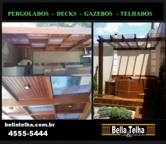 #deck #pergolado #ofurodemadeira #areaexterna #areagourmet 11 4555-5444 www.bellatelha.com.br