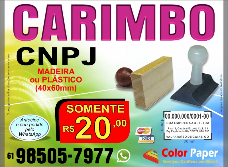 carimbo cnpj madeira automático