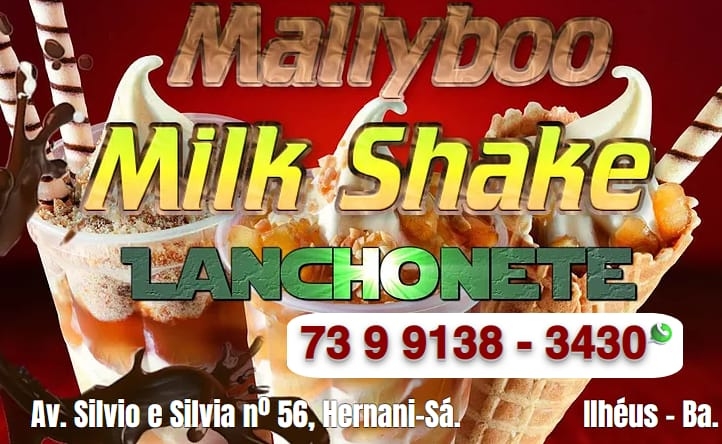 Mallyboo Milk Shake em Ilhéus.
