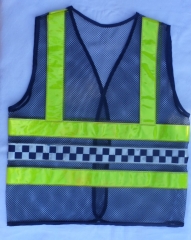 Colete refletivo tipo jaqueta com incluso do smbolo internacional d polcia comunitria xadrez (quadriculado azul e branco)