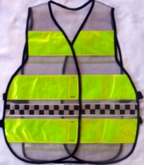 Colete refletivo tipo blusão com inclusão do símbolo internacional da polícia comunitária - xadrez (quadriculado branco e azul)