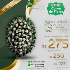 Coroa de rosas brancas tamanho padrÃo por 250,00