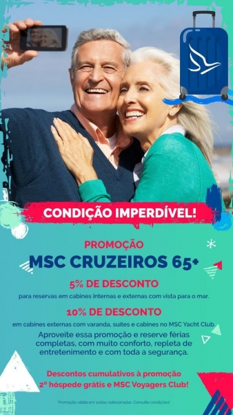 MSC Cruzeiros Promoção + 65 - Vijac Turismo