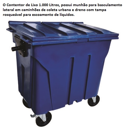 contentor lixeira roto moldado  1000lts c/ rodas