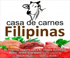 Casa de carnes filipinas em vitria da conquista. temos carnes fresquinha todos os dias com cortes finos. frango abatidos do dia, carne de sol, carne de porco, fgado, linguia, temperos e carvo para o seu churrasco. frango, calabresa e becon. 77 9 8824 - 9628 (zap) 77 9 8803 - 8544 (zap) estamos localizado na estamos localizados na av. filipinas n 450, em frente ao semforo. visite nossa galeria. https://photos.app.goo.gl/4ed5rufknruhlnfq9