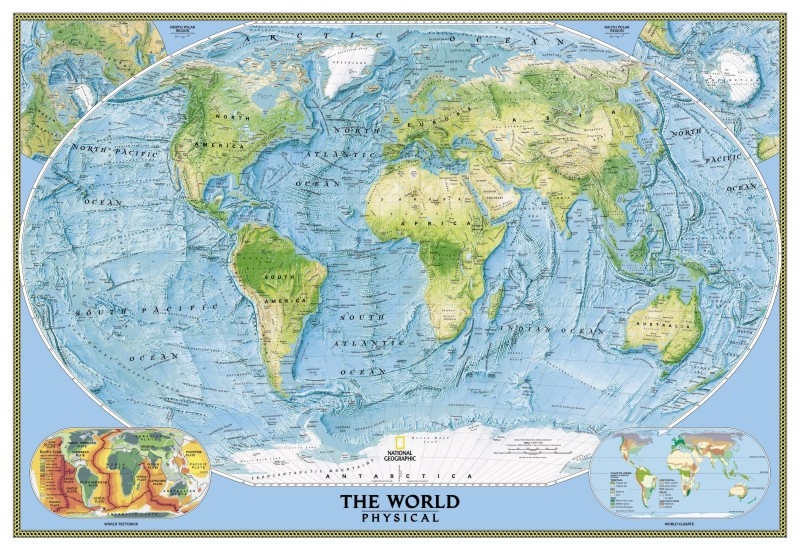 Mapa do Mundo Físico Decorativo - National Geographic