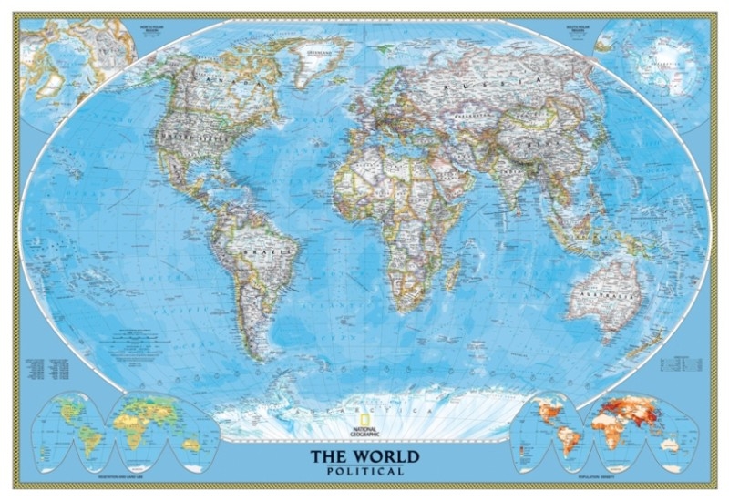 Mapa do Mundo Político Classic - National Geographic