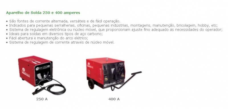  Aparelho de Solda 250 e 400 amperes