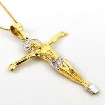 Crucifixo 2 Cores Em Ouro 18K