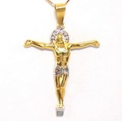 Crucifixo 2 Cores Em Ouro 18K