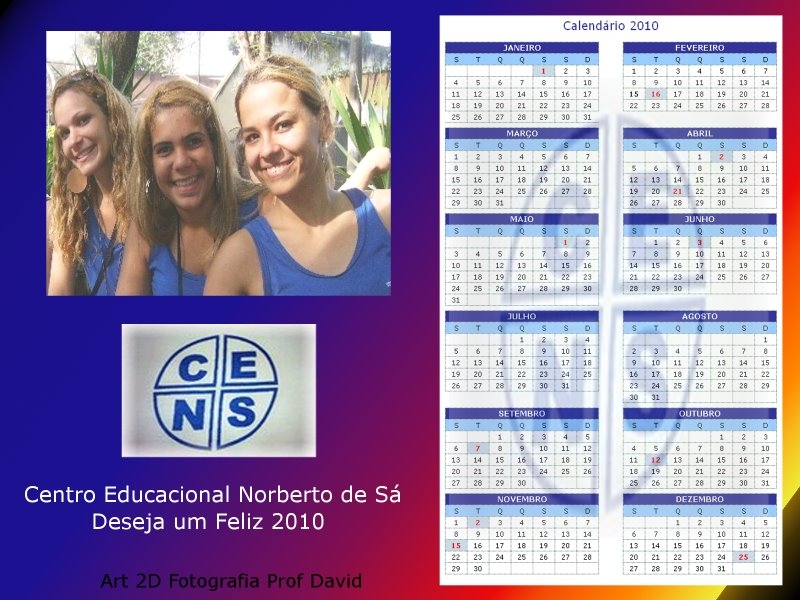 Calendrio criado para escola Rio de Janeiro