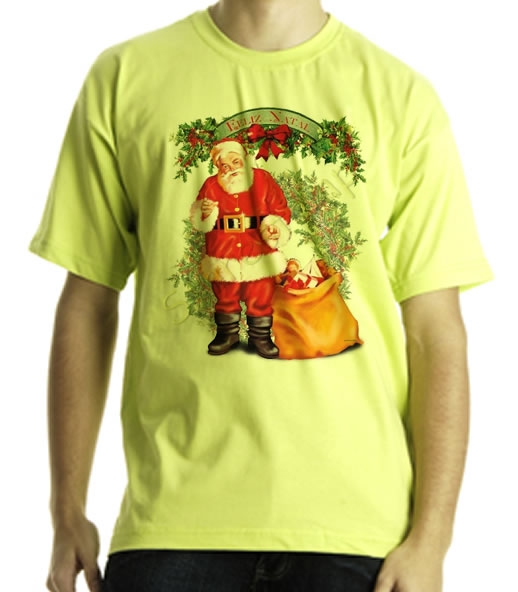 Camiseta Estampa Papai Noel em Puff Quadricromia
