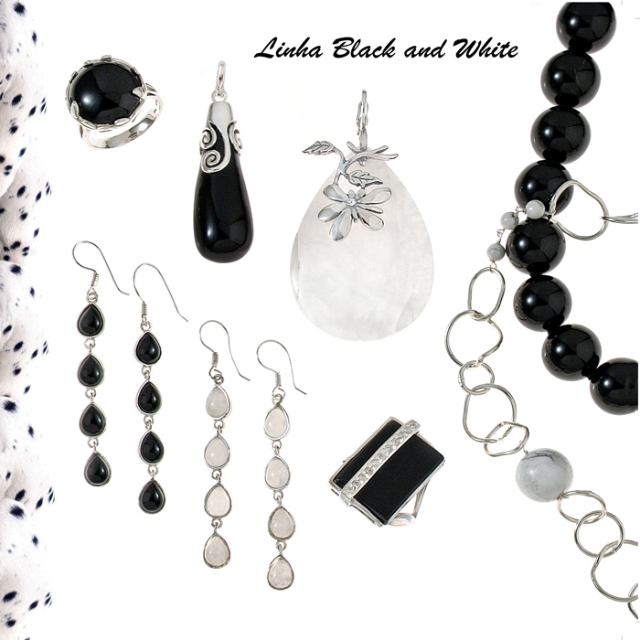 Joias da mar de Prata coleção Black & White