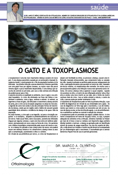 Artigo - Dr Marco Olyntho - O gato e a toxoplasmose