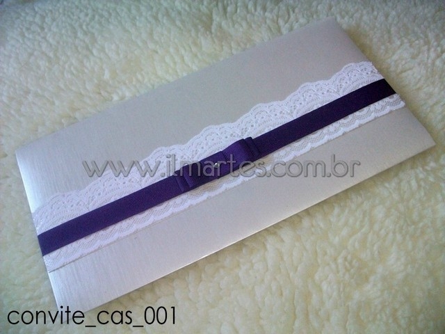 Convite de casamento em papel importado francês, tamanho 30x14,5