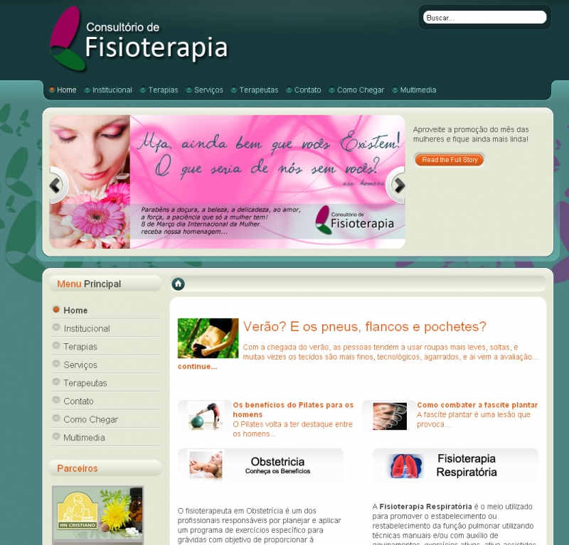 Site www.physioterapia.com.br desenvolvido por powerhertz | info | web | designer